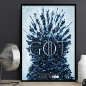 Thrones 权力 Game 游戏美剧电影海报装 饰画复古怀旧有框挂画