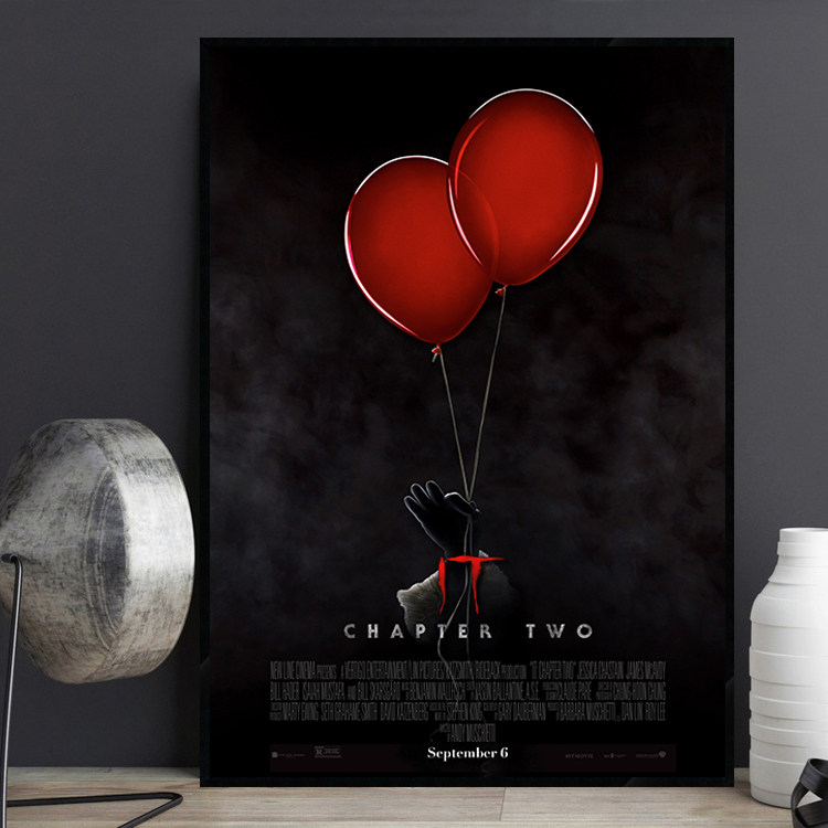 小丑回魂经典恐怖类电影海报装饰画时尚个性另类鬼屋卧室床头挂画