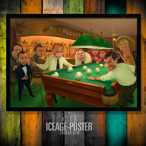 台球厅装饰画[DP0198]有框画桌球室斯诺克明星娱乐墙壁挂画会所