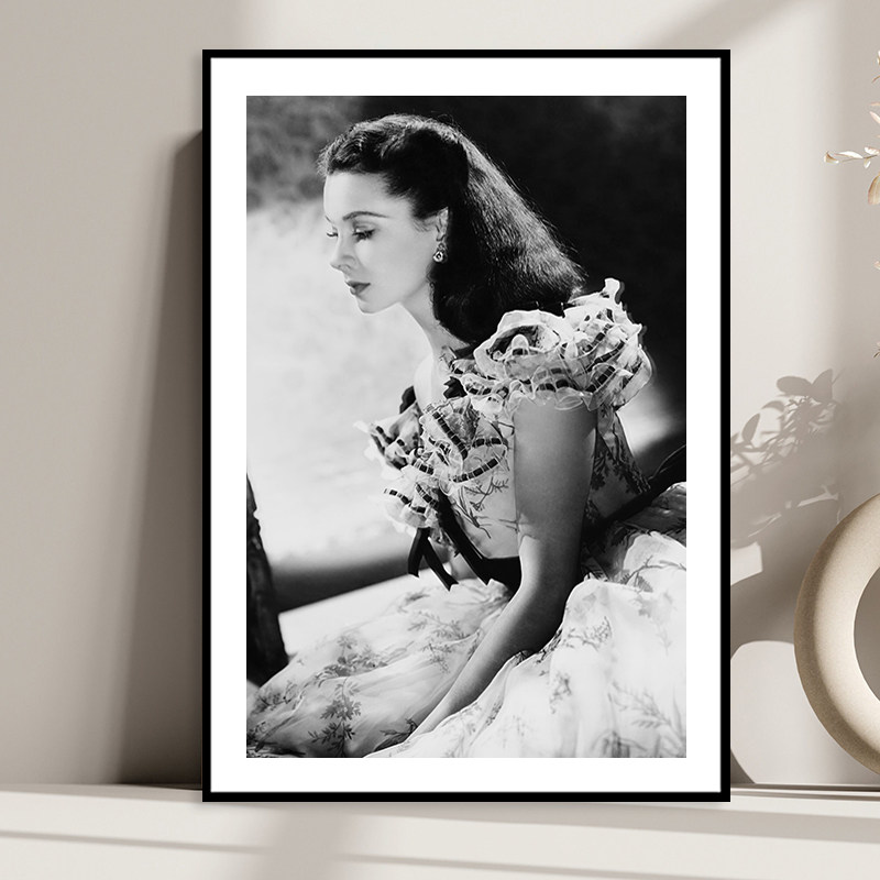 Vivien Leigh费雯丽复古黑白照片海报装饰画客厅玄关卧室酒店挂画