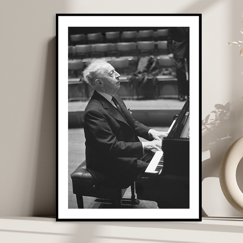 Arthur Rubinstein 鲁宾斯坦钢琴家装饰画古典音乐家琴房教室挂画