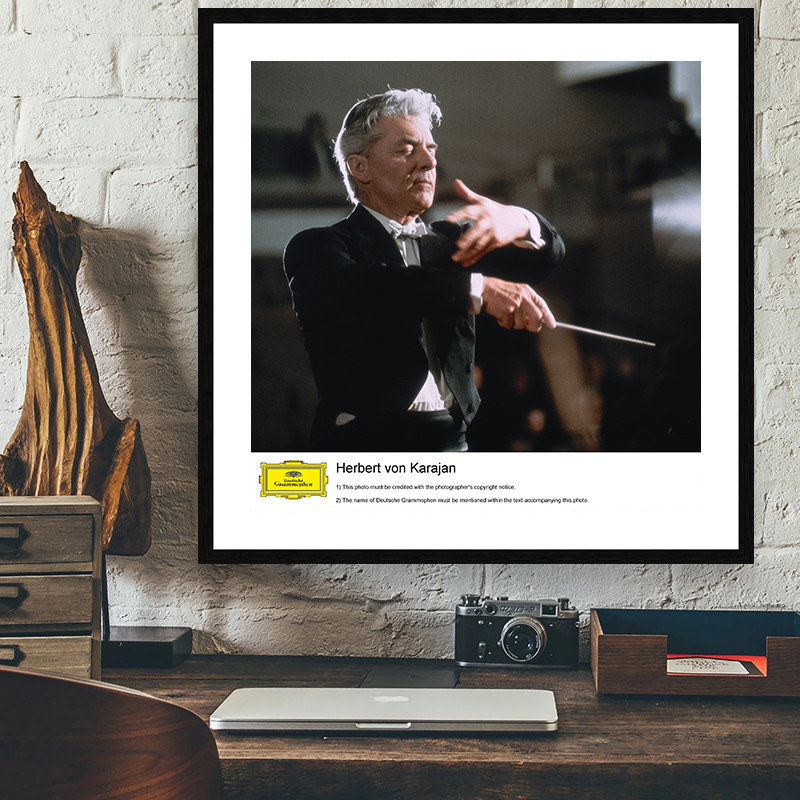 Karajan 卡拉扬 古典音乐家指挥家钢琴家 琴房挂画装饰画书房墙画