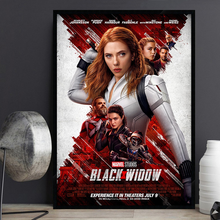 Black Widow 黑寡妇漫威电影海报装饰画简约餐厅饭店酒吧有框挂画