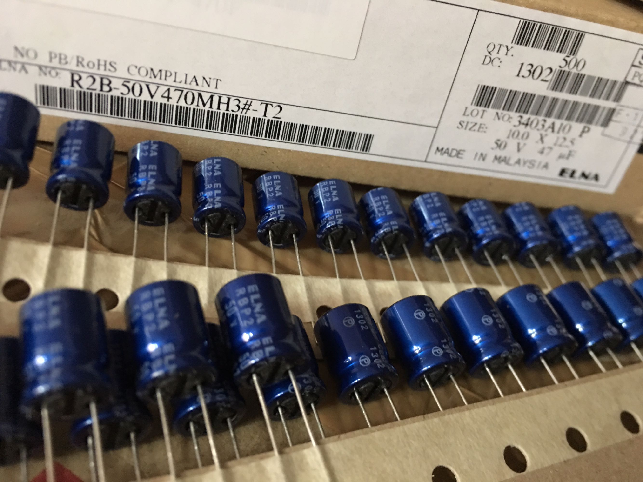 ELNA依娜 R2B RBP2 50V47UF/50V  进口无极BP 蓝袍音频电解电容器