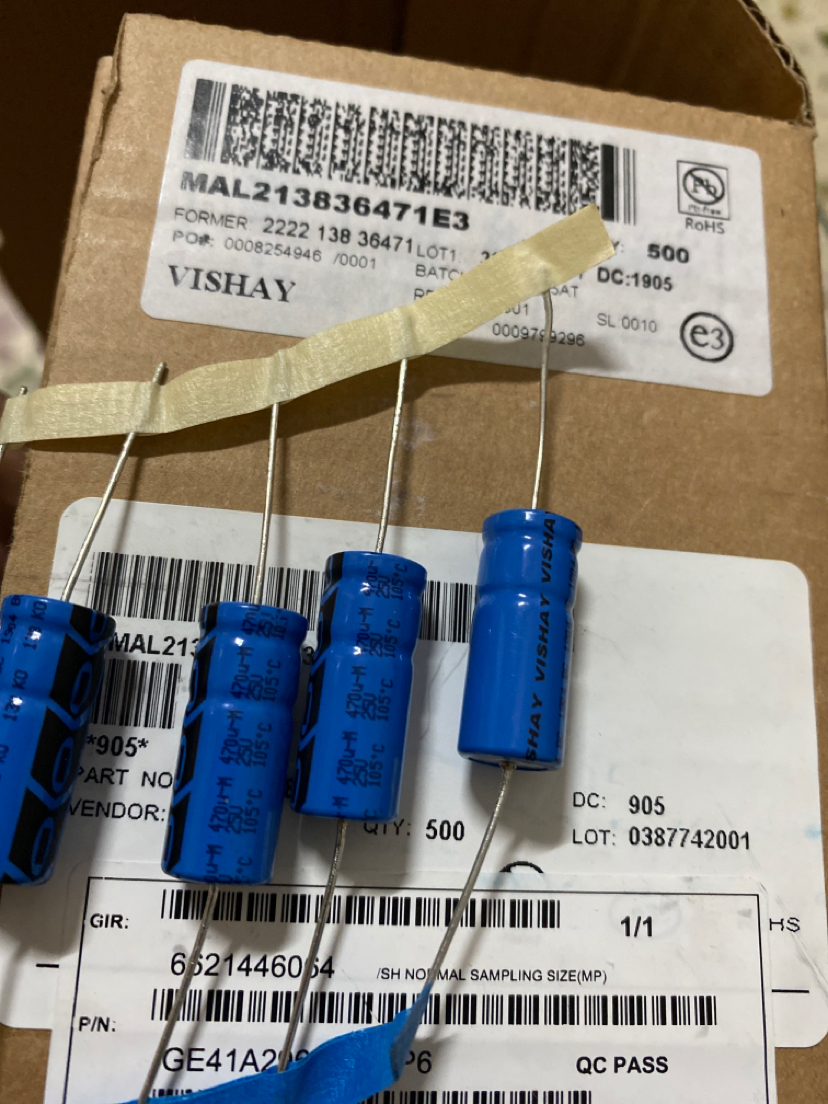 MAL213836471E3 25V470UF 138系耐高温轴向电解电容器 BC VISHAY