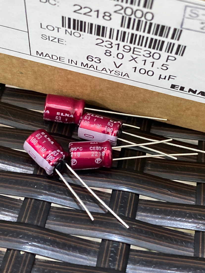 63V100UF伊娜ELNA红袍电容器8*12