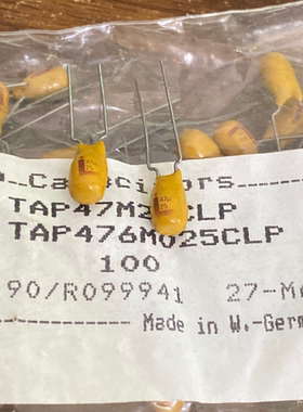 德国产地TAP476M025CCS 25V47UF AVX直插钽电容器TAP476M025CLP