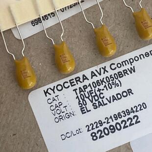 TAP106K050BRW 50V10UF 进口AVX直插钽电容KYOCERA P=5MM