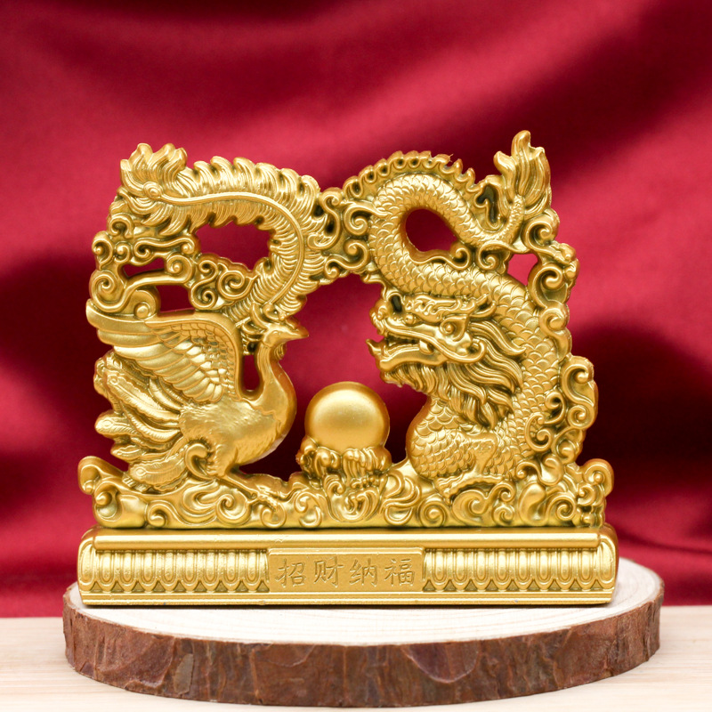 龙凤呈祥摆件祝福家居中式客厅玄关装饰品工艺品桌面摆件乔迁礼品