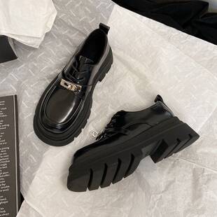 香港RVFA金属锁扣玛丽珍小皮鞋女真皮单鞋子松糕厚底女鞋JK乐福鞋