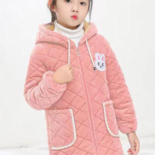 新款儿童罩衣女童加绒加厚宝宝冬季夹棉保暖新款反穿衣中长款秋冬