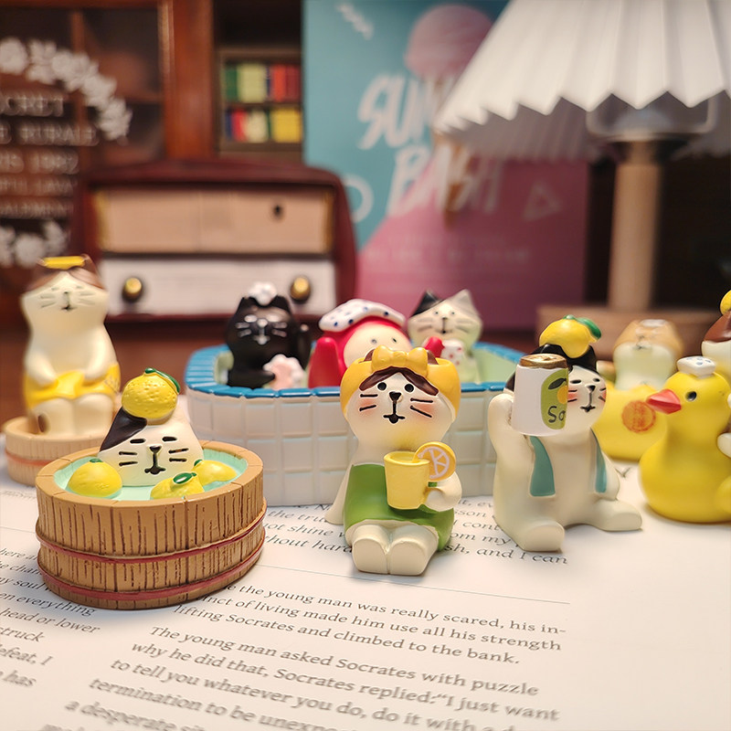 一起泡澡吧 日式柚子猫泡澡小摆件树脂可爱治愈桌面摆件家居装,家居饰品,装饰摆件,淘宝优惠券,粉丝福利购,淘宝优惠卷