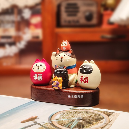 日式叠叠招财猫系列车载有趣卡通可爱开运吉祥物桌面摆件礼物