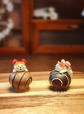 日式猫巧克力食玩ZAKKA杂货情人节礼物草莓面包装饰树脂摆件