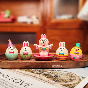 Happy Easter复活节彩蛋 兔子 小鸡彩蛋春眠园丁猫花园家居摆件