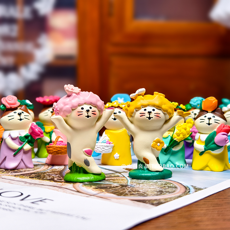 猫咪的春日花园摆件桌面装饰品