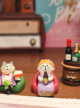 富贵猫咪夫妇富婆沙发系列创意可爱桌面车载摆件手工手绘有趣礼品