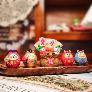 金马献瑞福满华堂招财招福猫卡通可爱猫咪桌面摆件创意装饰品萌系