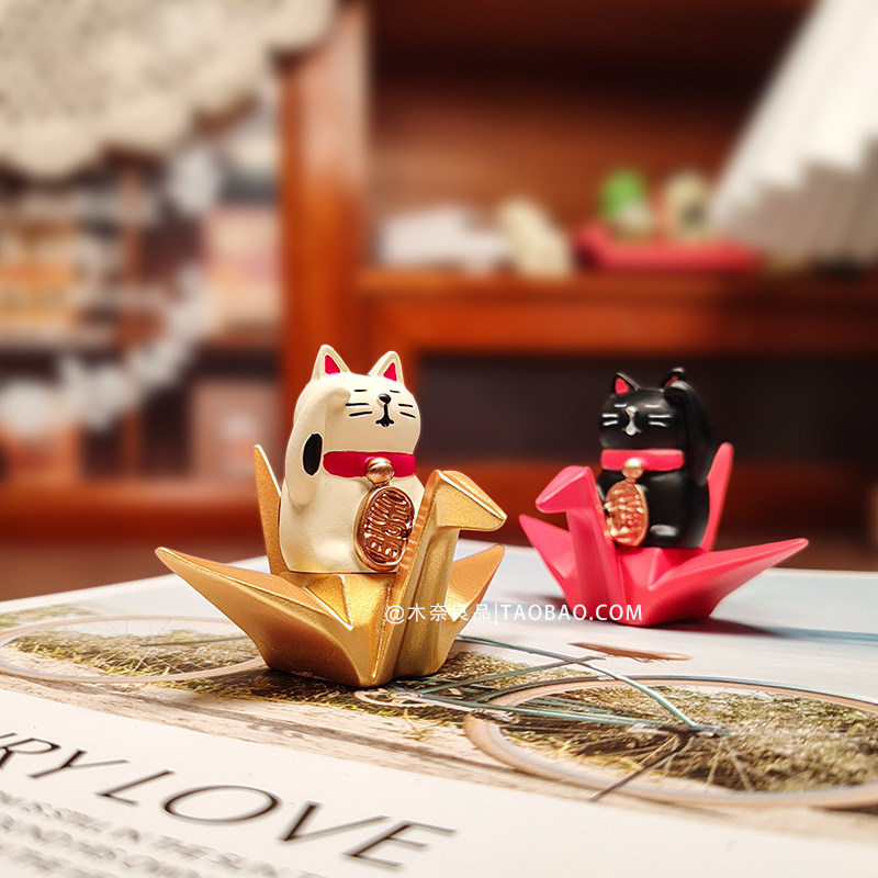 鹤载心意财运连连可爱猫咪千纸鹤桌面摆件创意装饰品治愈系小摆件,家居饰品,桌面摆件,淘宝优惠券,粉丝福利购,淘宝优惠卷