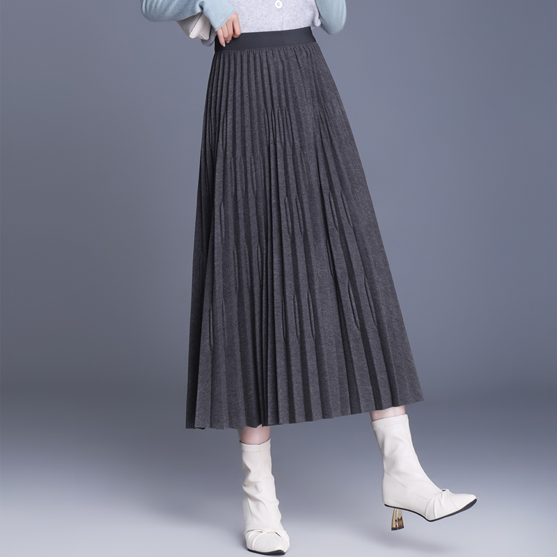 早菲长裙a字百搭毛线裙