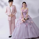 拍照室内高定花朵礼服 欧式 2025影楼新款 主题婚纱复古油画摄影服装