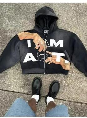 Vintage letter printed colorful oversized sportswear