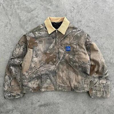 Camouflage V-neck long sleeved button down jacket男款