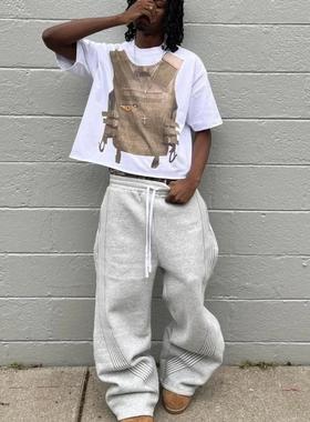 Oversized pants, loose striped knitted pants男女款