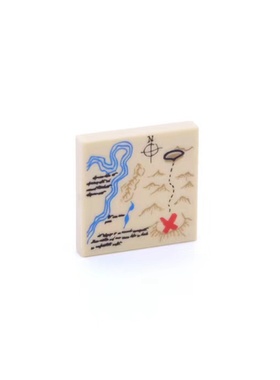 LEGO乐高 米色3068bpb0148 4524449 2x2光面板 地图印刷件