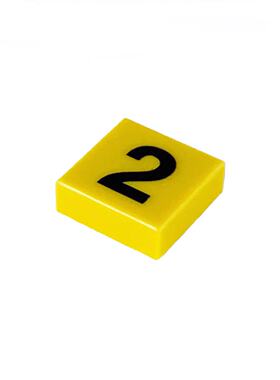 乐高LEGO 黄色 3070bp02 1x1 数字2印刷光面板