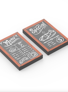 乐高LEGO 黑色26603pb469 26603pb470 2x3菜单 餐牌印刷光面