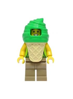 LEGO乐高 冰激凌雪糕人仔cty1389 亮绿色 头套 城市系列60328