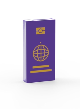 乐高LEGO 深紫色3069pb1324 1x2 护照印刷光面