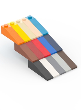 LEGO乐高 60477 1x4 斜坡砖 黑白 浅灰深灰 红蓝米棕