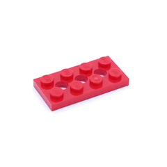 LEGO乐高  红色 3709 370921 2x4 带3孔板 科技配件