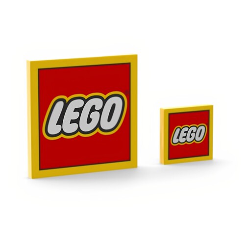 乐高LEGO 黄色4x4 乐高标志印刷件 1751pb015 3068pb0214乐高logo