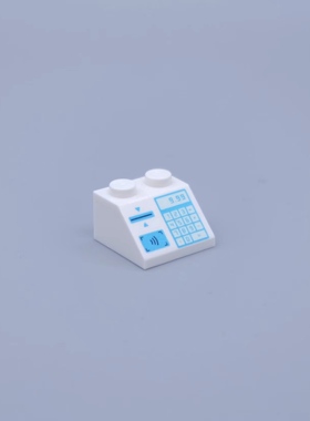 乐高LEGO 白色3039pb139 6329696  2x2 斜面砖45° 收银机印刷砖