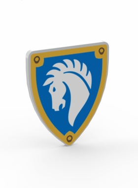 LEGO乐高 浅灰色白马盾牌3846pb079 6538807城堡人仔手持武器配件