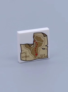 乐高LEGO 白色 3068bpb1253  2x2  Isla Nublar 地图印刷光面