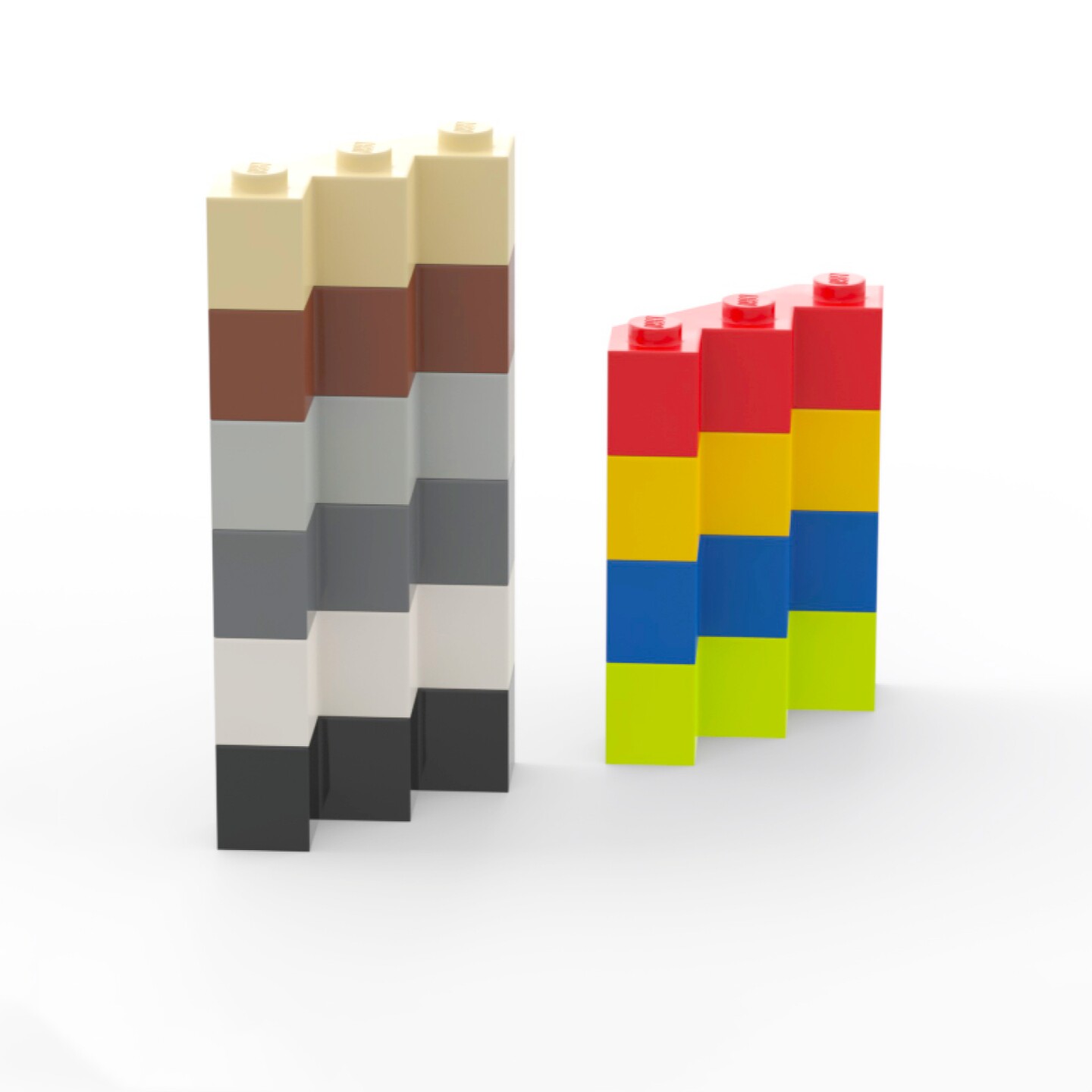 乐高LEGO 2462 3x3 多面砖 城墙斜砖 黑色 深灰 浅灰 红棕 米色 - 实物图