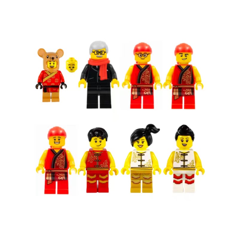 乐高LEGO 春节舞狮新年庙会80104舞狮人仔 全新套装拆出