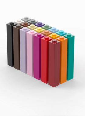 LEGO乐高 2453 1x1x5 支柱墙壁砖  黑浅灰米白深灰 红棕水绿 沙绿