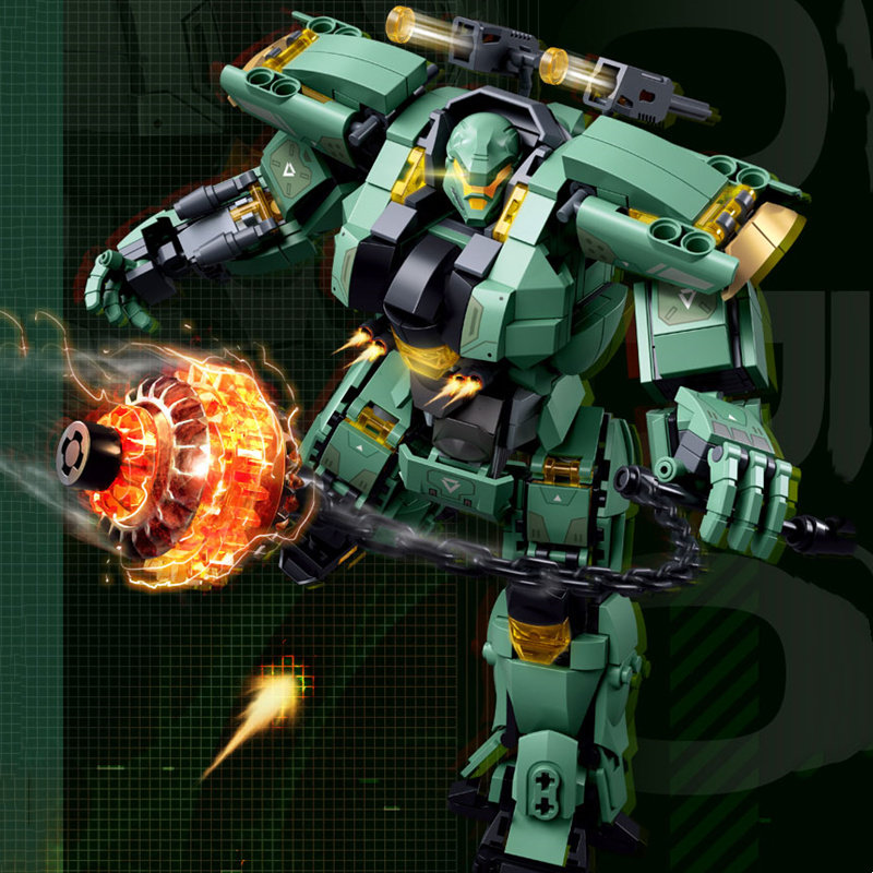 中国积木重型硬核机甲变形机器人儿童玩具拼装模型moc末日装甲男6