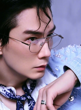 李承铉同款金丝眼镜框潮男双梁防蓝光商务近视眼镜痞帅女可配度数