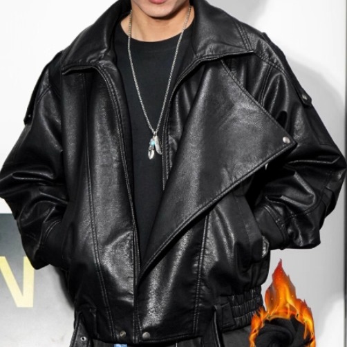 JK209P110加绒120现货复古皮衣外套加绒痞帅个性设计感飞行夹克，男装夹克，星座1115（原A403）