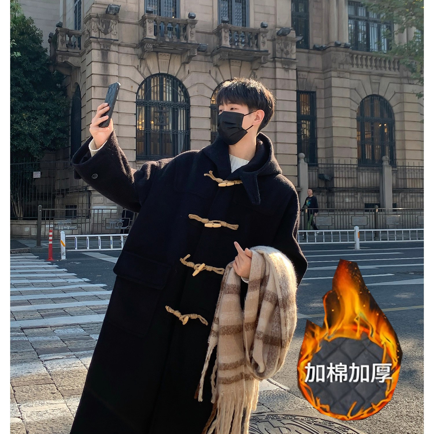 FY31常规P150加棉P160男女同款牛角扣羊毛呢大衣过膝中长款外套，男装毛呢大衣，星座1115（原A403）