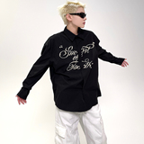 CS146P70小众长袖衬衫男女韩系酷风创意珍珠字母宽松休闲黑衬衣潮，商品下架区，星座1115（原A403）