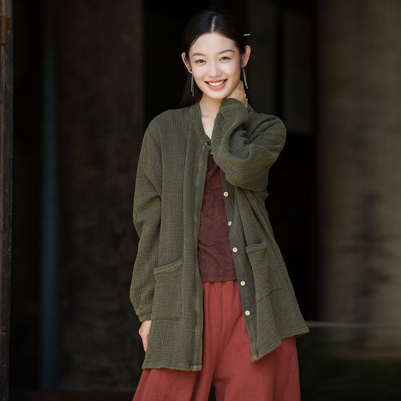 纯棉舒适个性百搭宽松显瘦女长袖外套开衫2025春秋新款百搭上衣