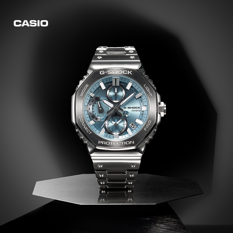 卡西欧旗舰店GMC-B2100全金属八角三眼表盘全指针彩盘手表G-SHOCK