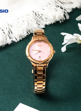 【新年礼物】casio旗舰店SHE-4546PG玫瑰金贝母手表卡西欧SHEEN